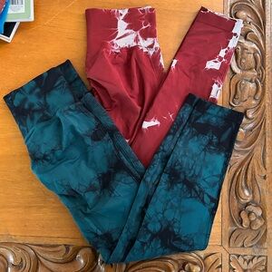 Stylish Tie-Dye Leggings - Red and Teal